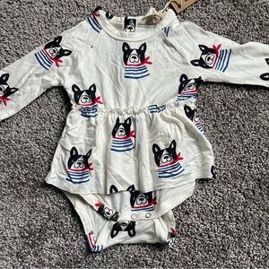 Charming French Bulldog Baby Romper NWT